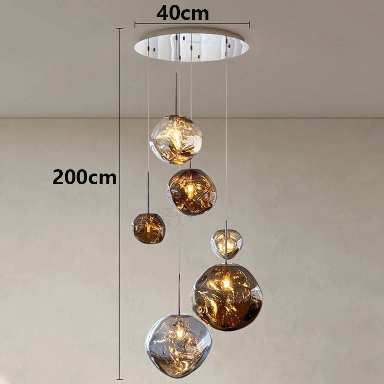 Scandinavian Molded Glass Globe Pendant Light