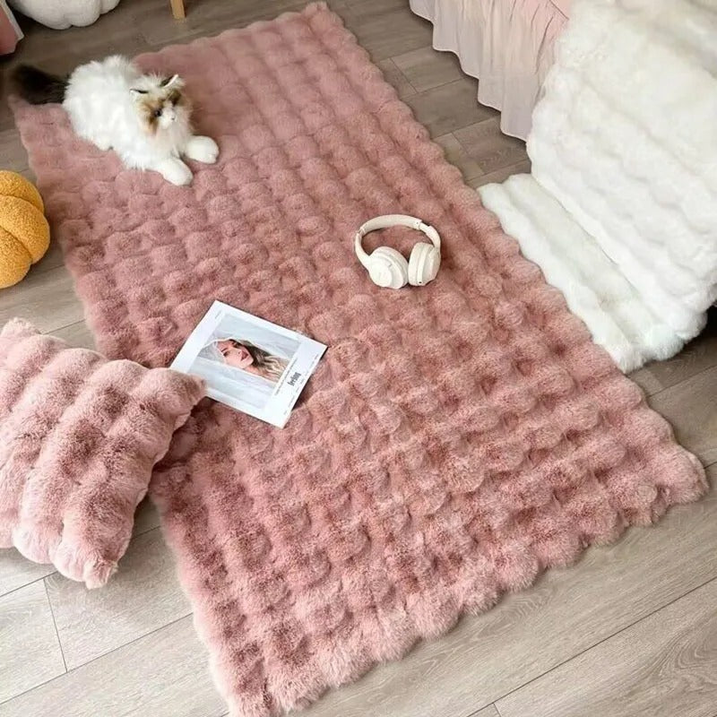 Luxury Faux Rabbit Fur Rectangular Rug