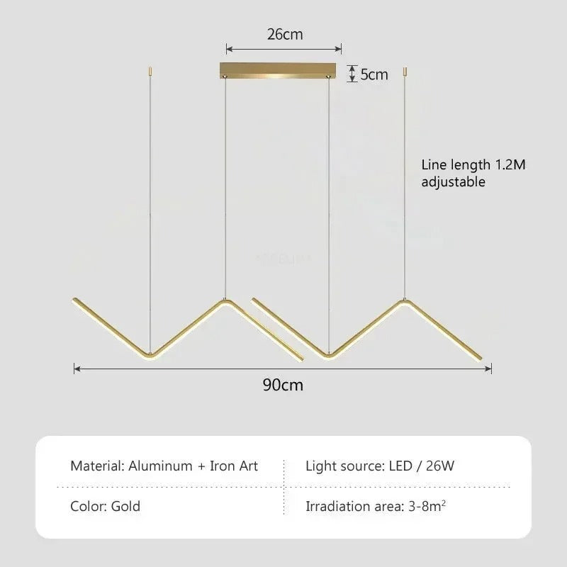 Modern LED Pendant Light | 90cm Dual Arm Design