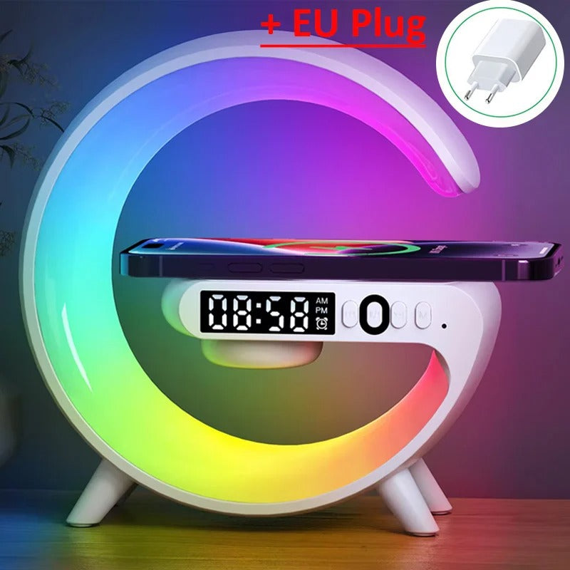 All-in-One Wireless Charger with Speaker, LED + Clock