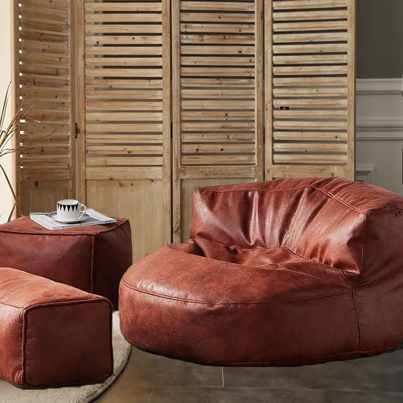 Wagrex – Loveseat Sitzsack Sessel Modern Rund Retro-Leder