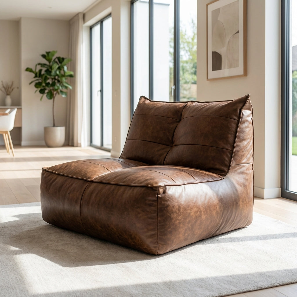 Fauteuil Beanbag Rib Modern Retro-Leder
