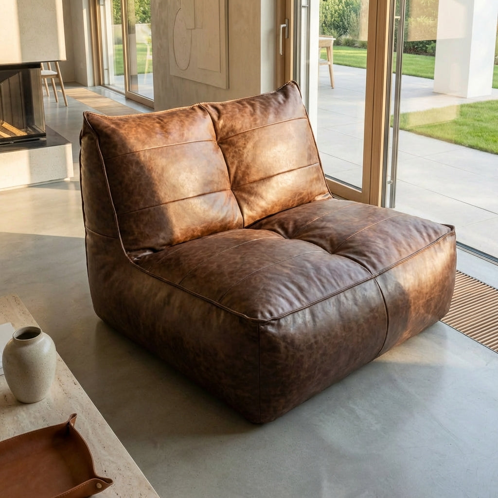 Fauteuil Beanbag Rib Modern Retro-Leder