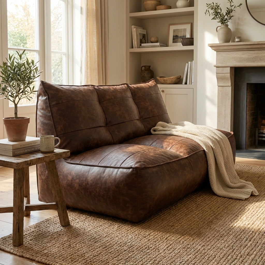 Fauteuil Beanbag Rib Modern Retro-Leder