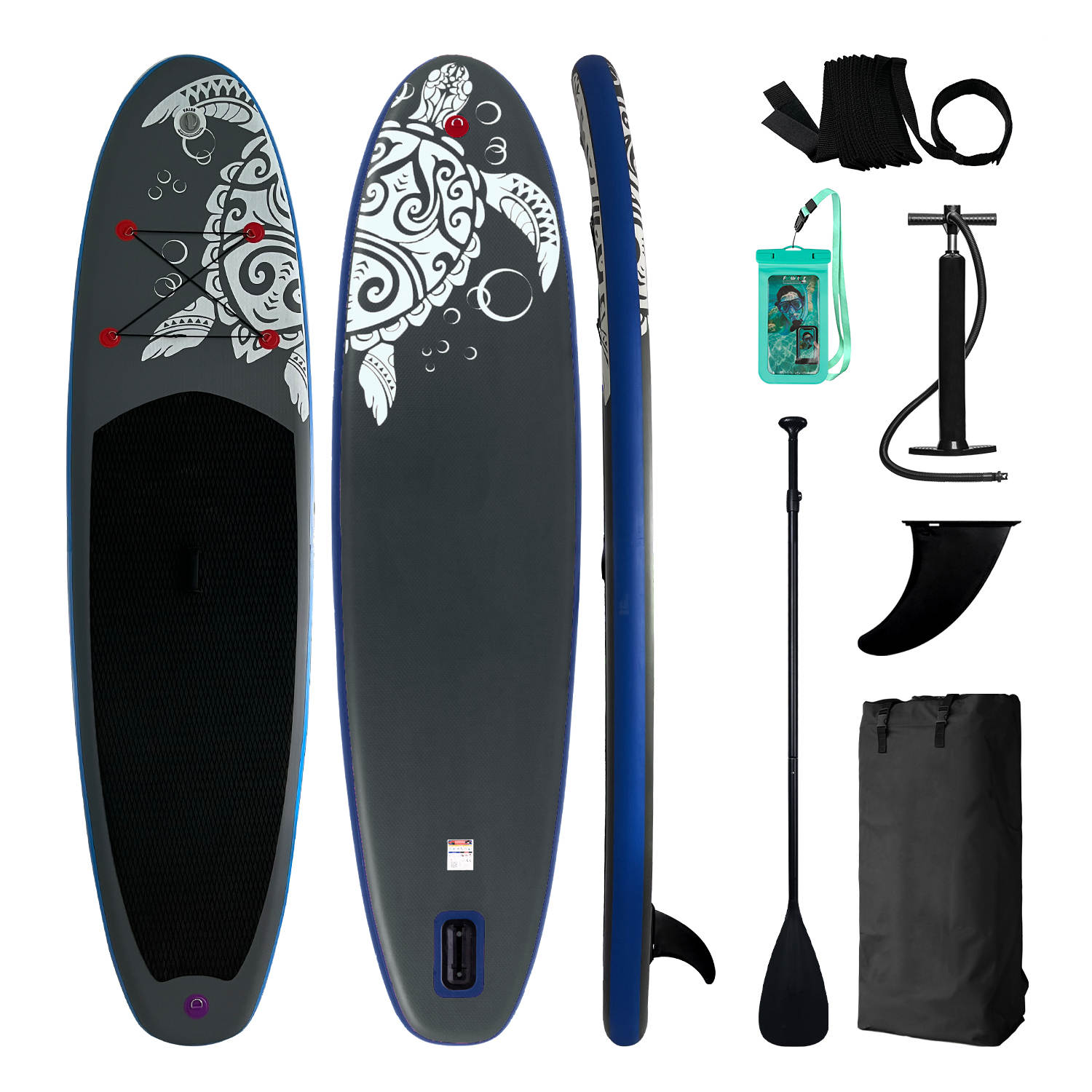 Inflatable SUP board with premium accessories and carrying strap