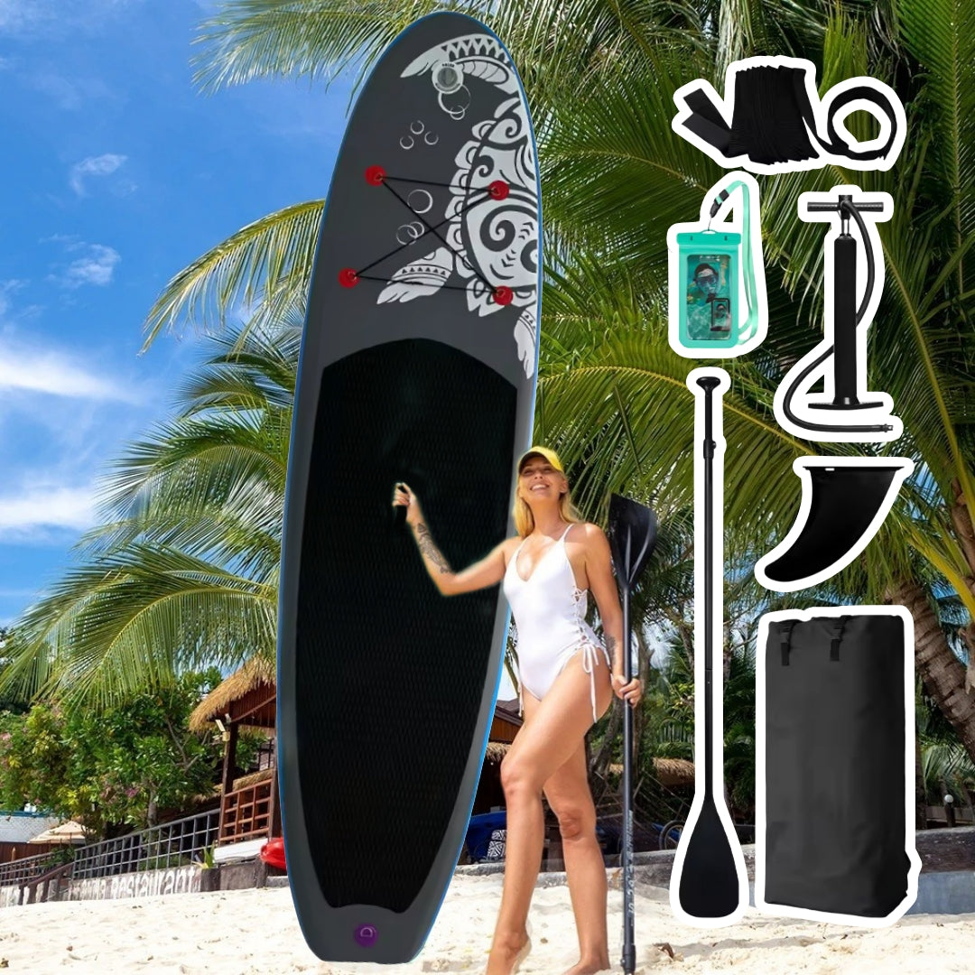 Inflatable SUP board with premium accessories and carrying strap