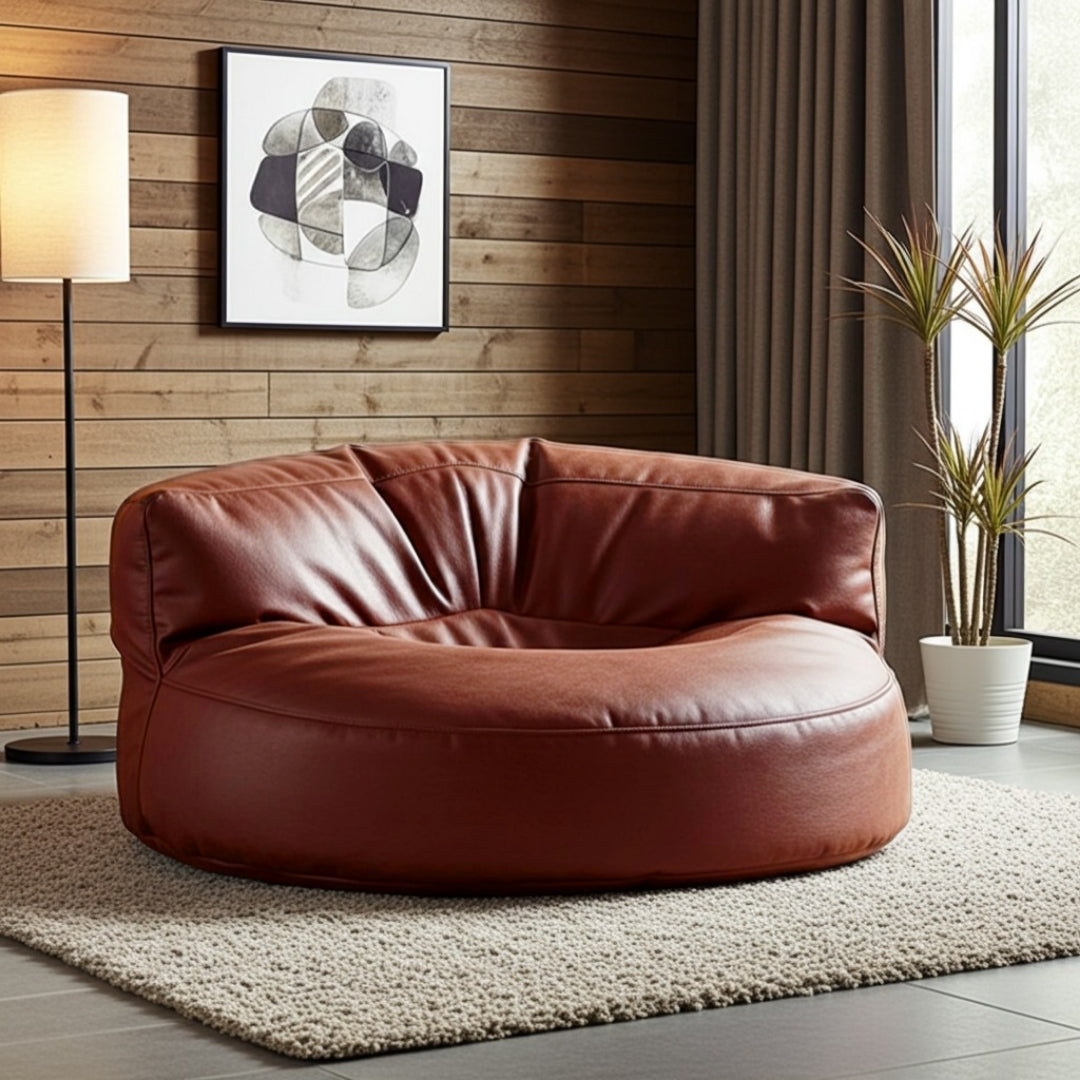Wagrex – Loveseat Sitzsack Sessel Modern Rund Retro-Leder