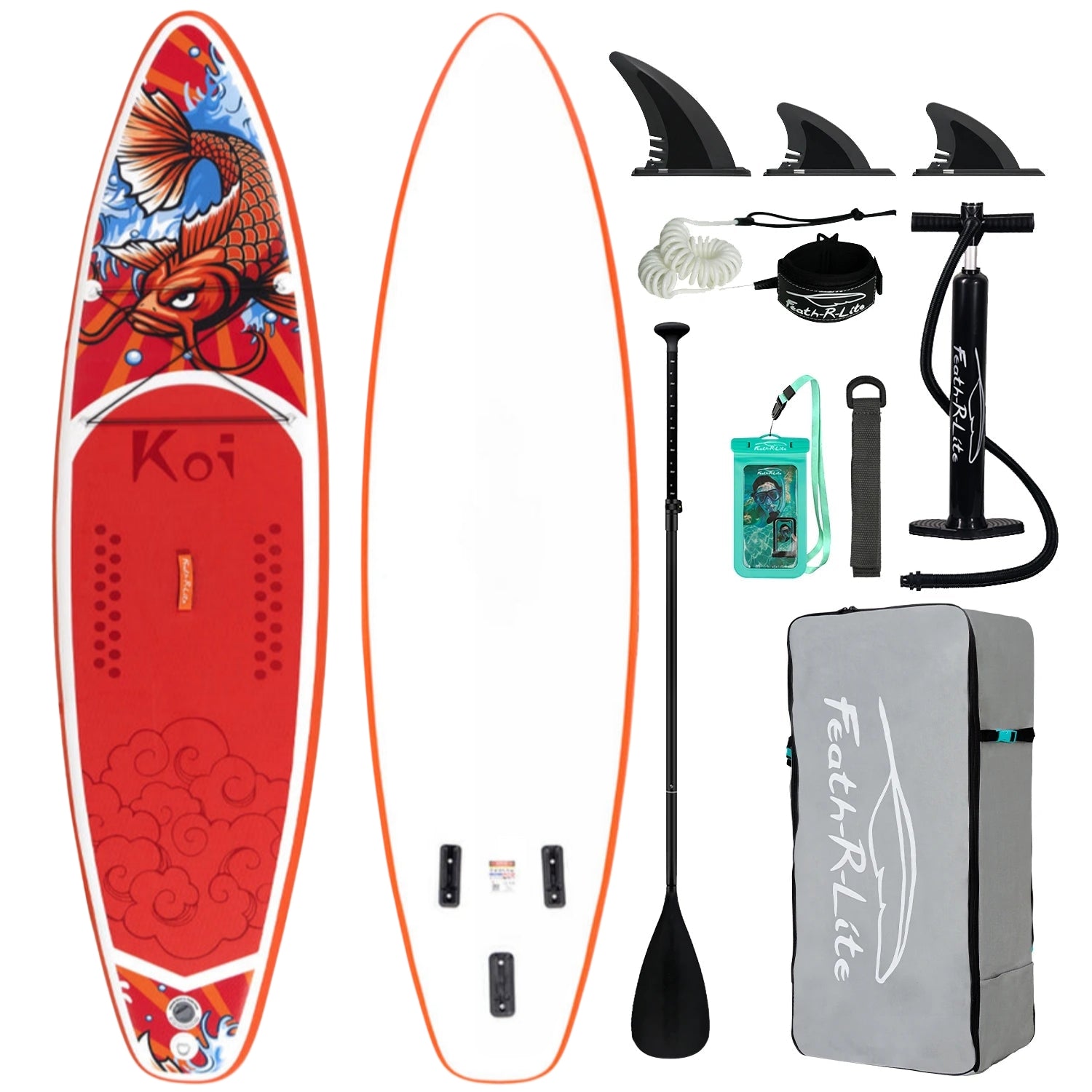 Inflatable SUP board with premium accessories and carrying strap