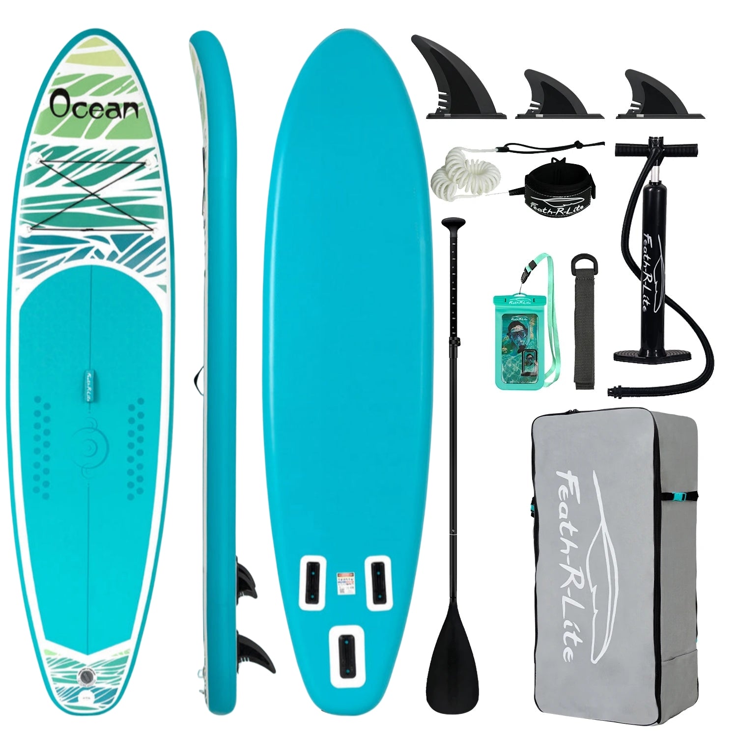 Inflatable SUP board with premium accessories and carrying strap
