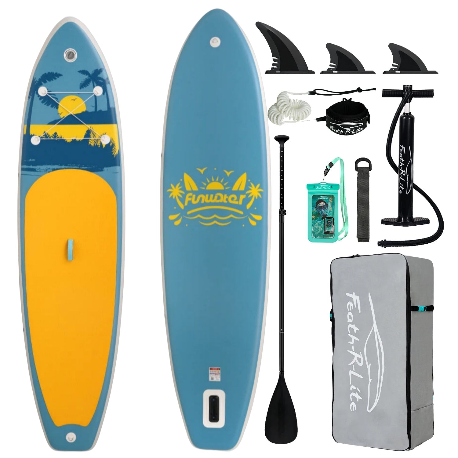 Inflatable SUP board with premium accessories and carrying strap