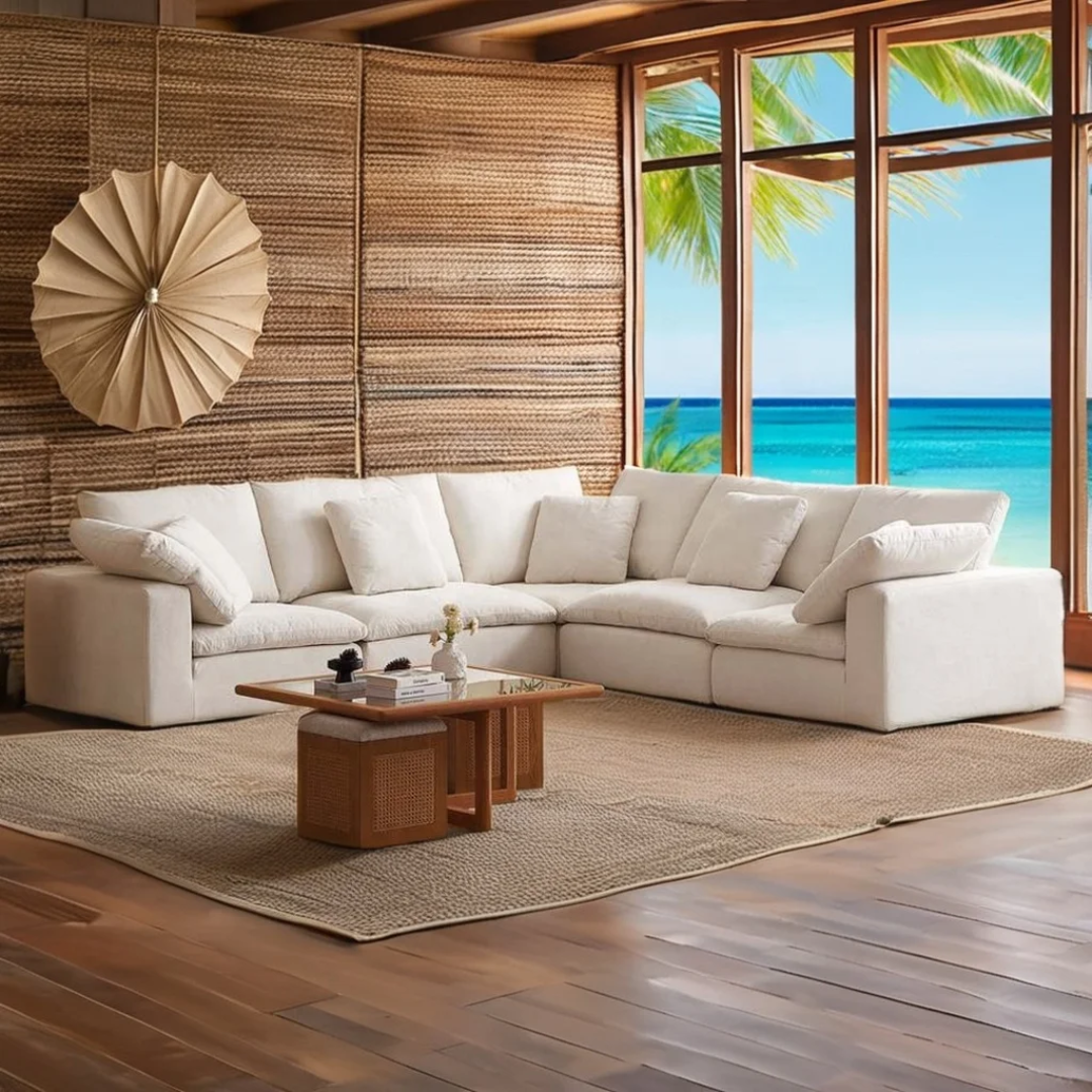 Cloud Comfort Modular Sofa - Modern white flannel
