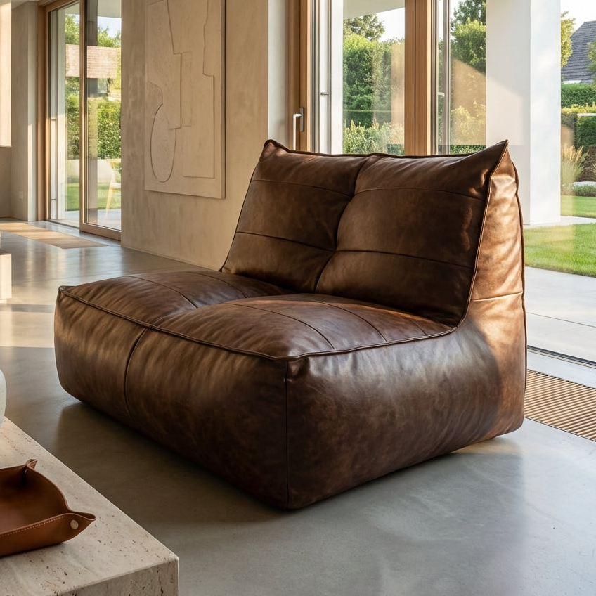 Fauteuil Beanbag Rib Modern Retro-Leder