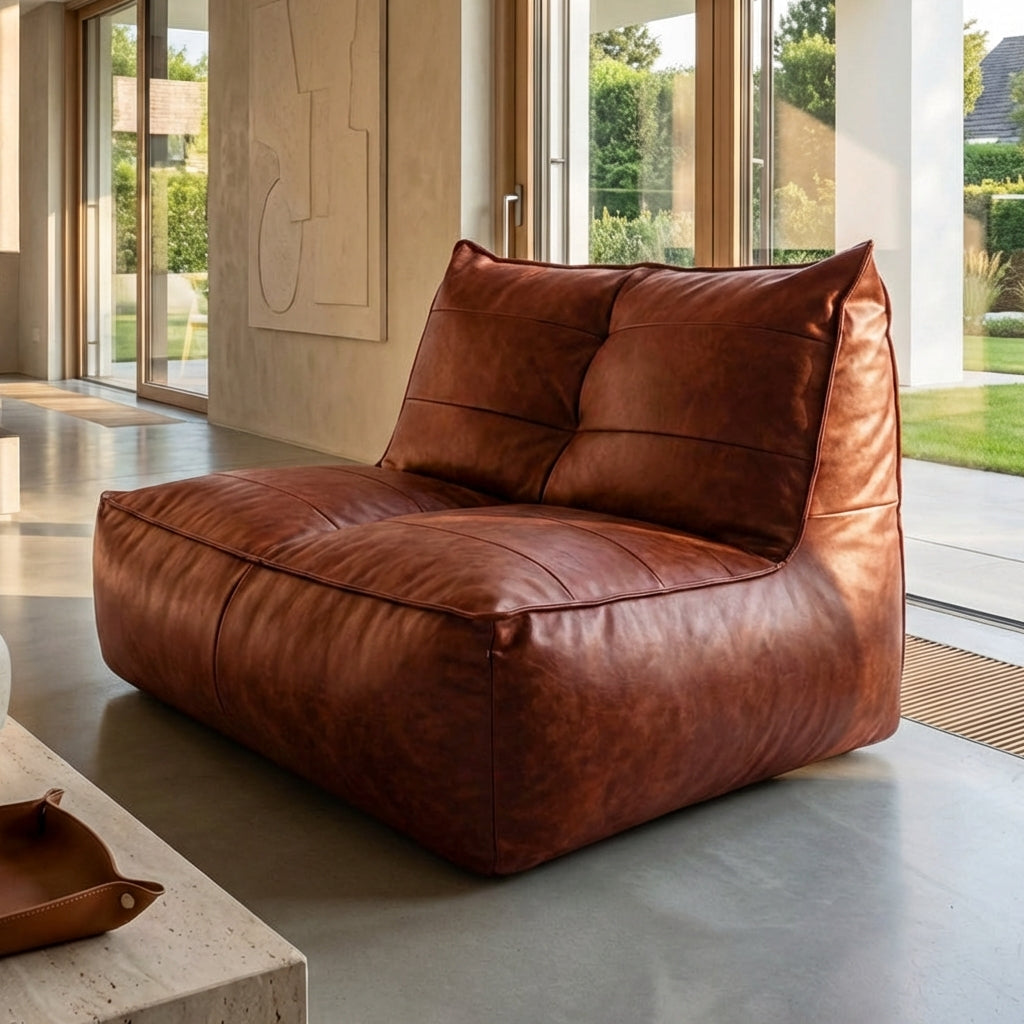 Fauteuil Beanbag Rib Modern Retro-Leder