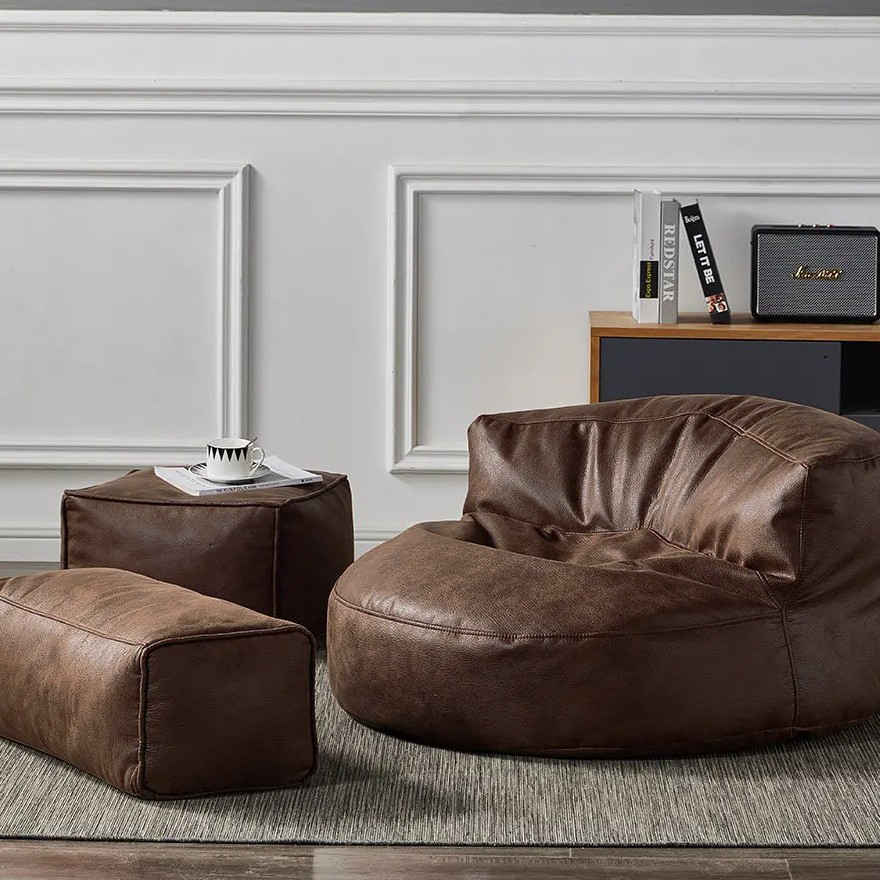 Wagrex – Loveseat Sitzsack Sessel Modern Rund Retro-Leder