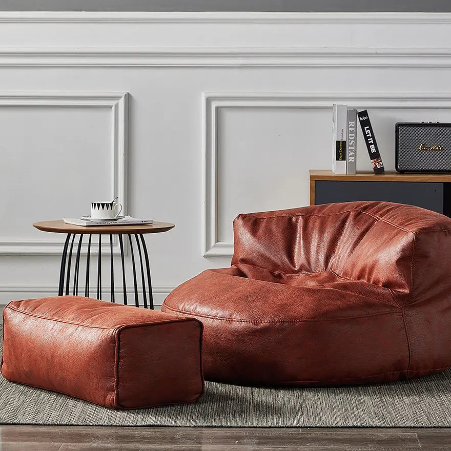 Wagrex – Loveseat Sitzsack Sessel Modern Rund Retro-Leder