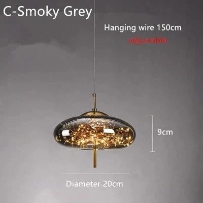 Modern LED Glass Pendant Ceiling Light – Stylish Metal Design