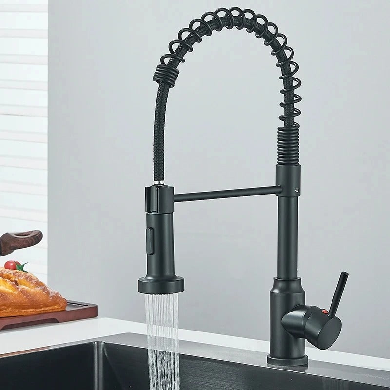 Keukenkraan met Uittrekbare Handdouche Spiraal Sproeikop - Keuken Mengkraan van messing