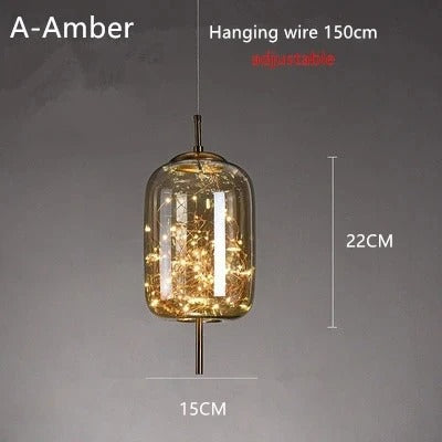 Modern LED Glass Pendant Ceiling Light – Stylish Metal Design