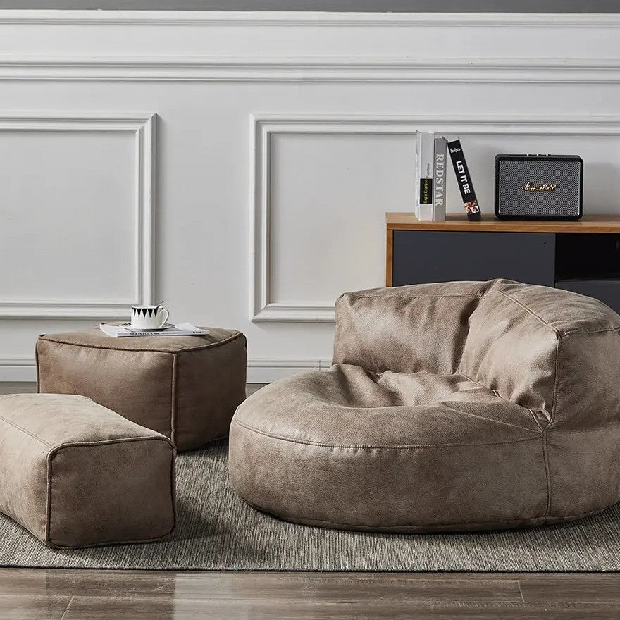 Wagrex – Loveseat Sitzsack Sessel Modern Rund Retro-Leder