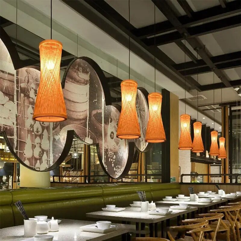 Wagner - Japanese Bamboo Long Woven Hanging Light - Act Design Shop