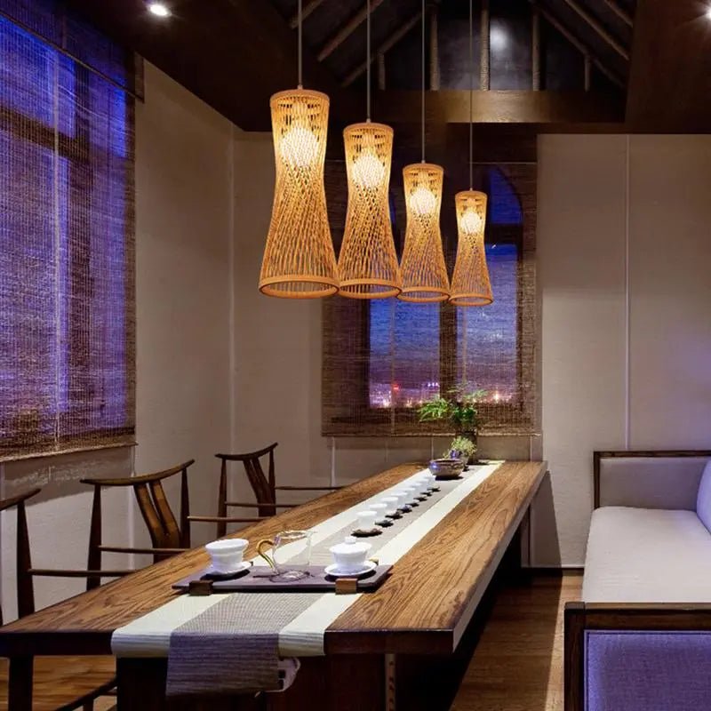 Wagner - Japanese Bamboo Long Woven Hanging Light - Act Design Shop