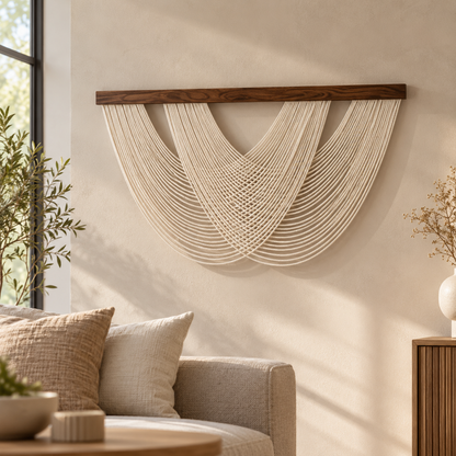 Boho-Wandbehang aus Baumwollseil 100 x 60 cm