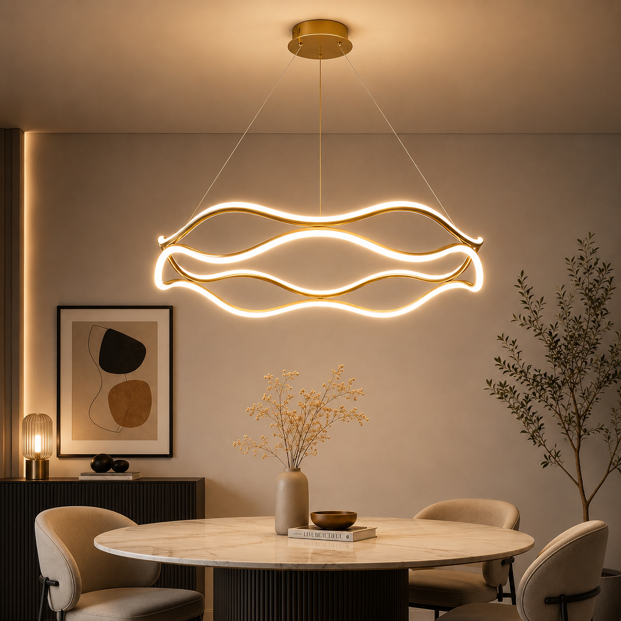 ORBIT Runde LED-Ring Pendelleuchte – Luxus-Kronleuchter für Wohnzimmer, Schlafzimmer & Esszimmer