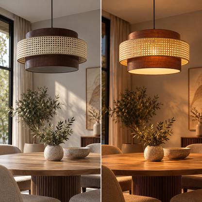 Geweven hanglamp – Rattan Wabi-Sabi & Japandi-stijl