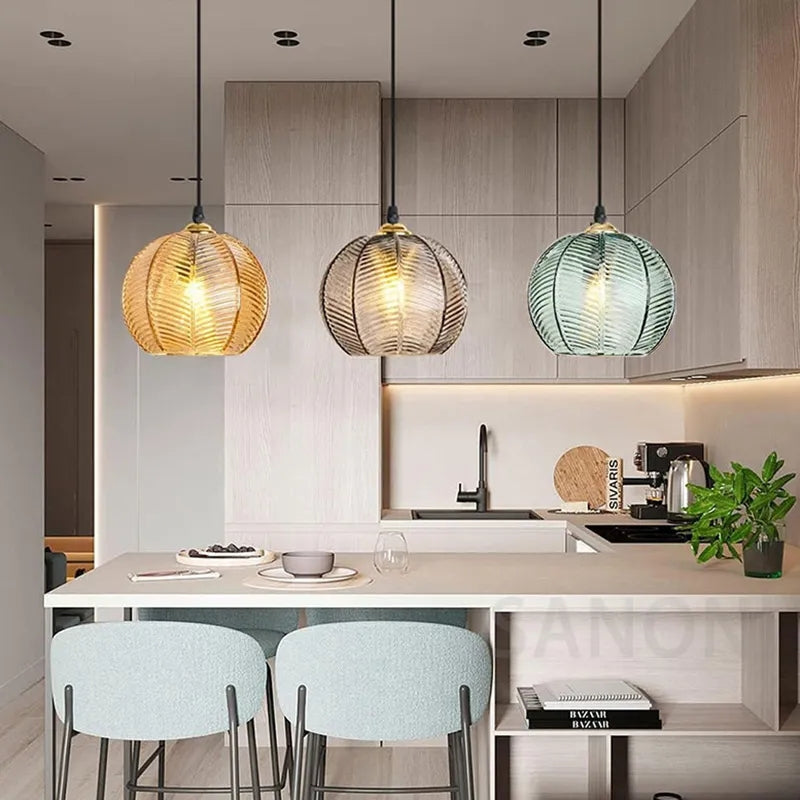 Wagner - Glass Pendant Light Leaf Pattern