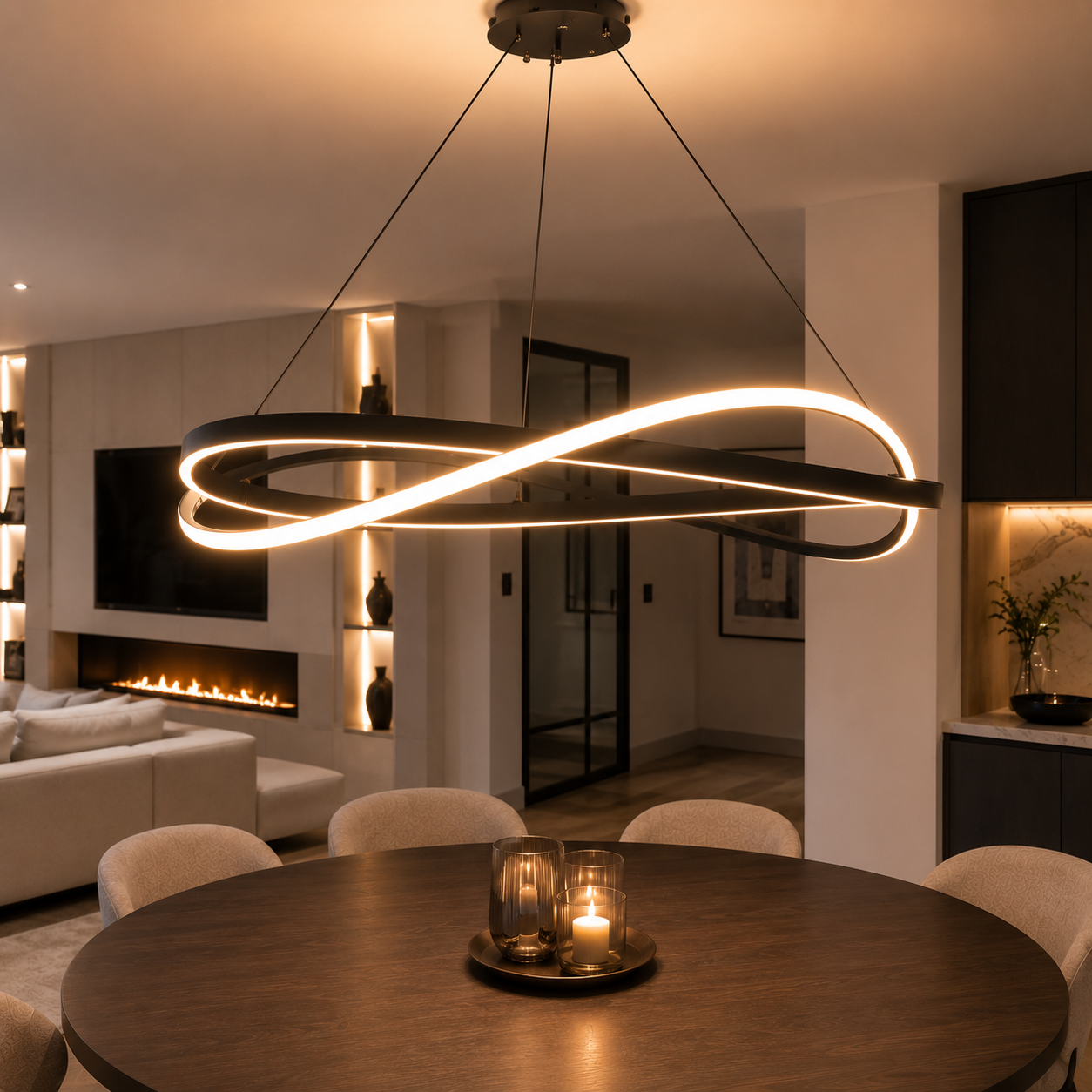 Cluster-Pendelleuchte – moderner LED-Balken-Kronleuchter