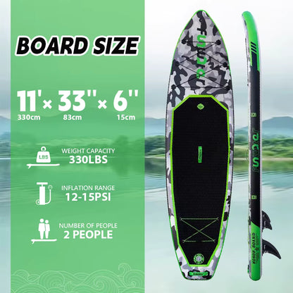 Inflatable SUP board with premium accessories and carrying strap