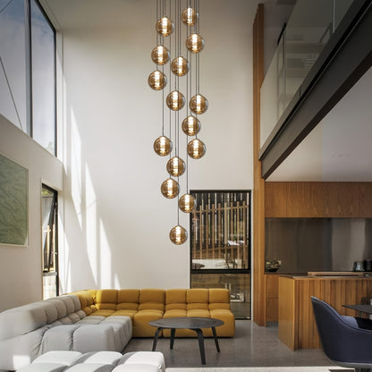 Modern Glass Pendant Light - Adjustable Height Dining Table Chandelier