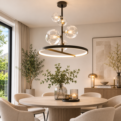 NOSTAGA Glas-Rundpendelleuchte – LED-Kronleuchter