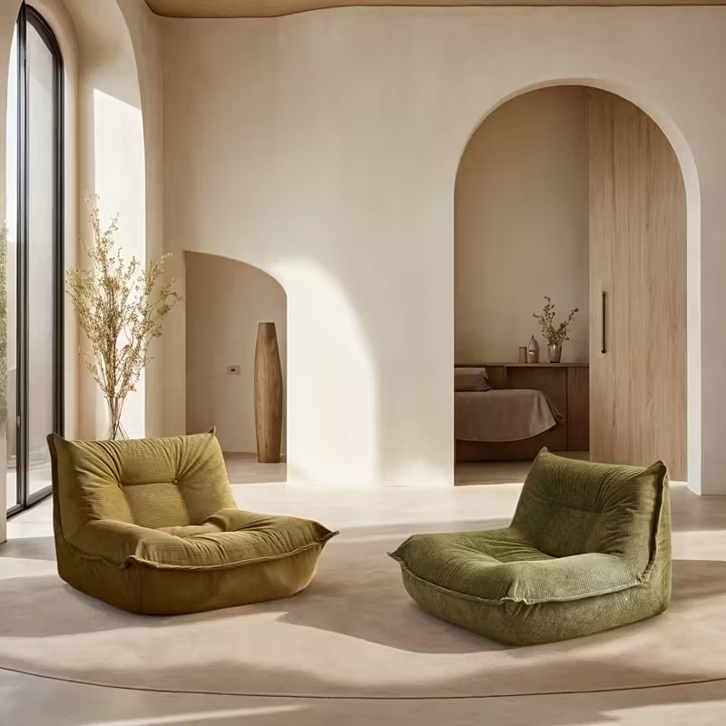 Luxuriöser Loungesessel aus olivgrünem Cord