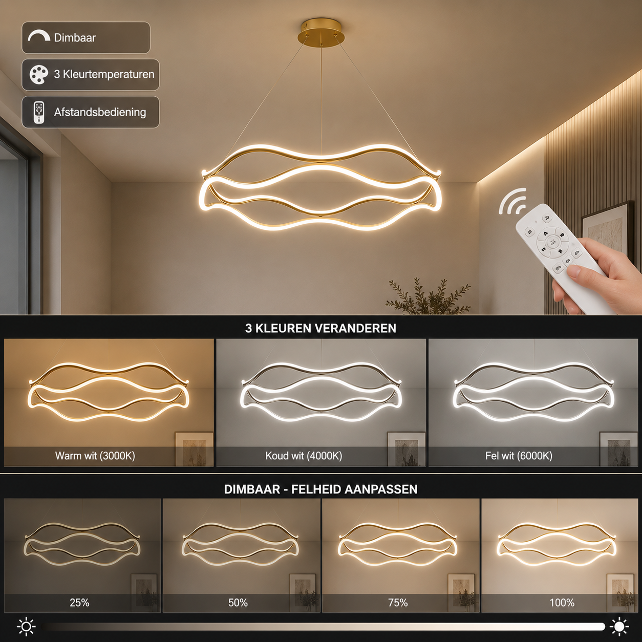 ORBIT Runde LED-Ring Pendelleuchte – Luxus-Kronleuchter für Wohnzimmer, Schlafzimmer & Esszimmer
