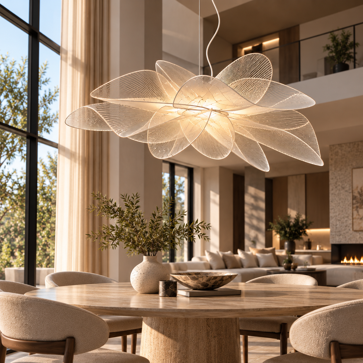 PETAL BLOOM – Moderne LED Hanglamp met Transparante Bloemblaadjes