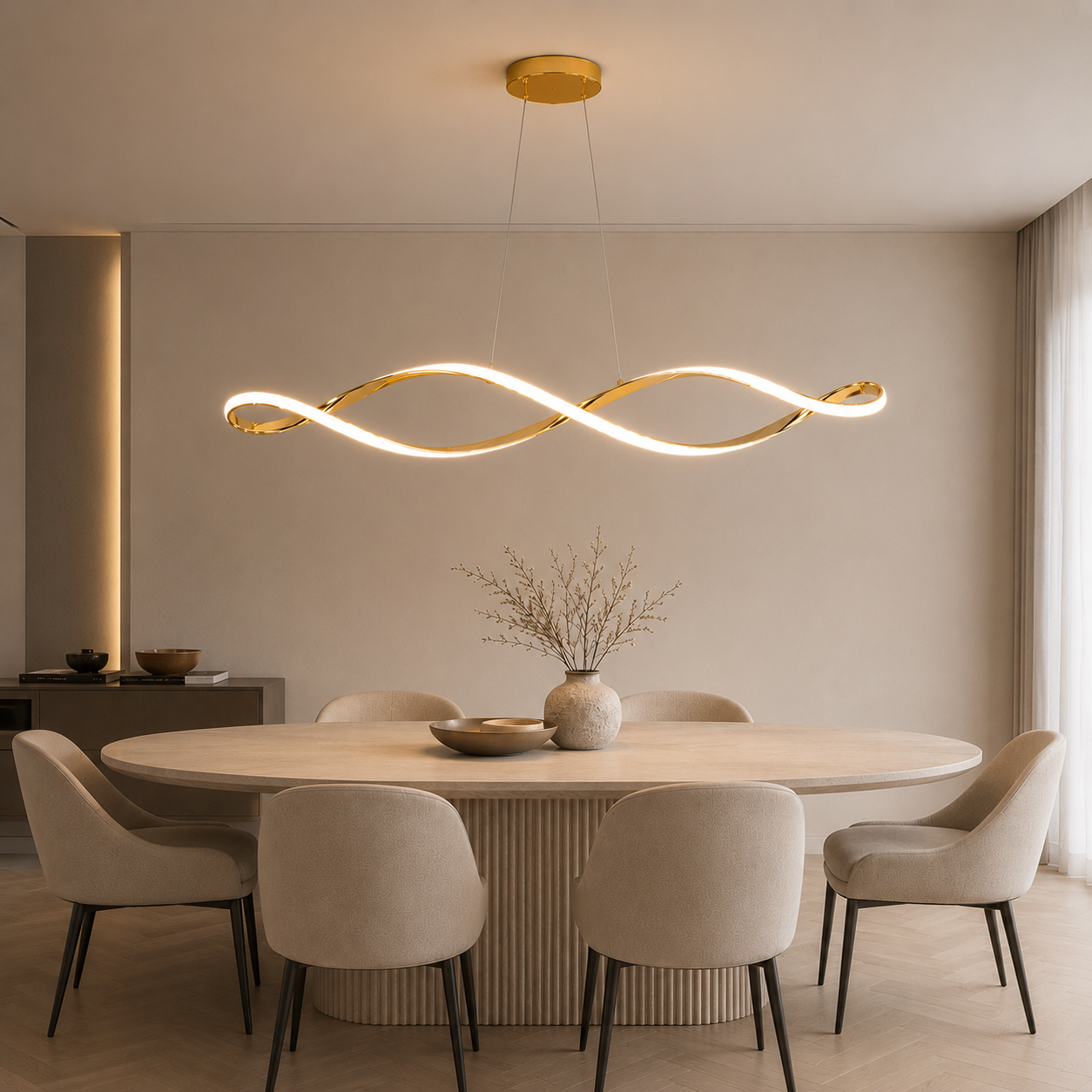Geschwungene moderne LED-Pendelleuchte