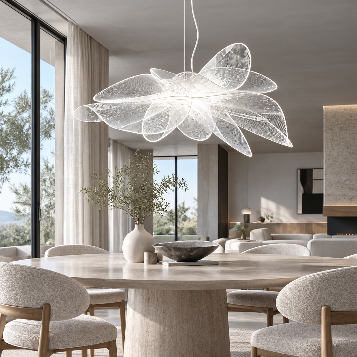 PETAL BLOOM – Moderne LED Hanglamp met Transparante Bloemblaadjes