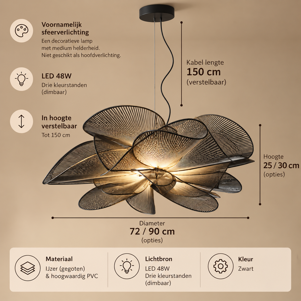 PETAL BLOOM – Moderne LED Hanglamp met Transparante Bloemblaadjes