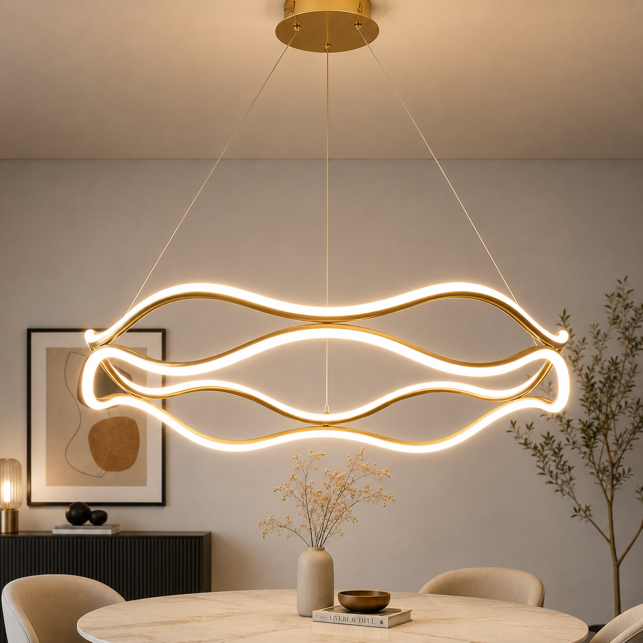ORBIT Runde LED-Ring Pendelleuchte – Luxus-Kronleuchter für Wohnzimmer, Schlafzimmer & Esszimmer