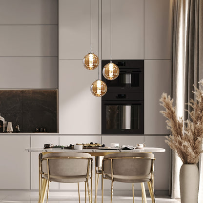 Modern Glass Pendant Light - Adjustable Height Dining Table Chandelier