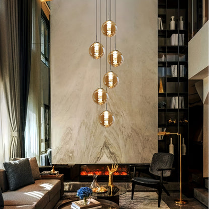 Modern Glass Pendant Light - Adjustable Height Dining Table Chandelier