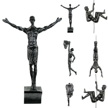 6pc Rock Climbing Man Resin Wall Hanging Statue Sculpture Figures - Act Design Shop