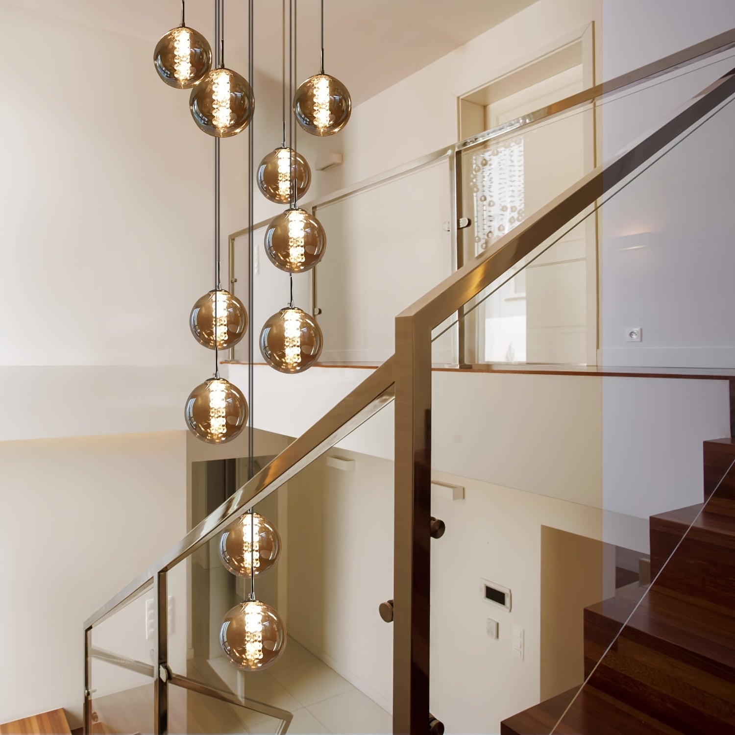 Modern Glass Pendant Light - Adjustable Height Dining Table Chandelier