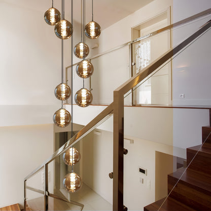 Modern Glass Pendant Light - Adjustable Height Dining Table Chandelier