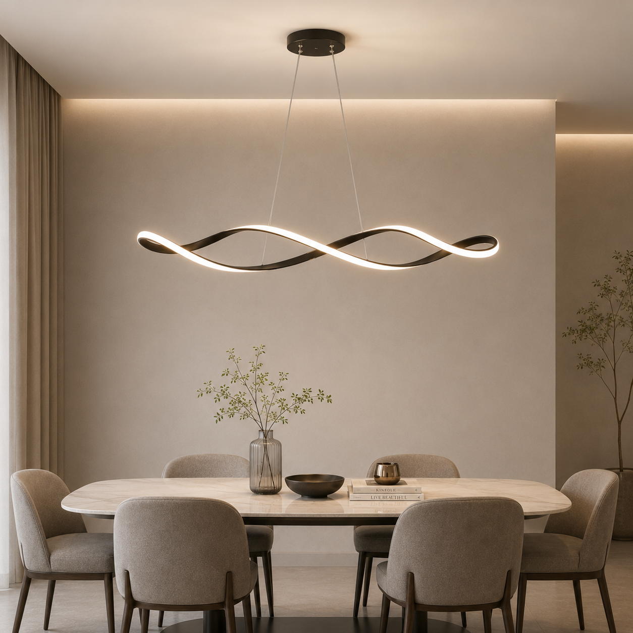 Geschwungene moderne LED-Pendelleuchte