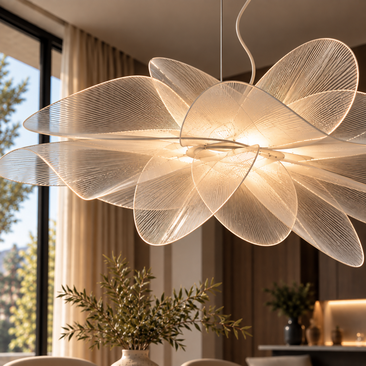 PETAL BLOOM – Moderne LED Hanglamp met Transparante Bloemblaadjes