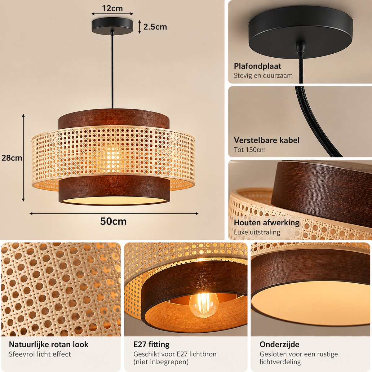 Geweven hanglamp – Rattan Wabi-Sabi & Japandi-stijl