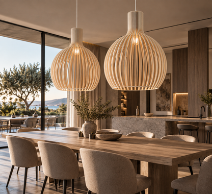Country Style Wood Cage Hanging Lamp