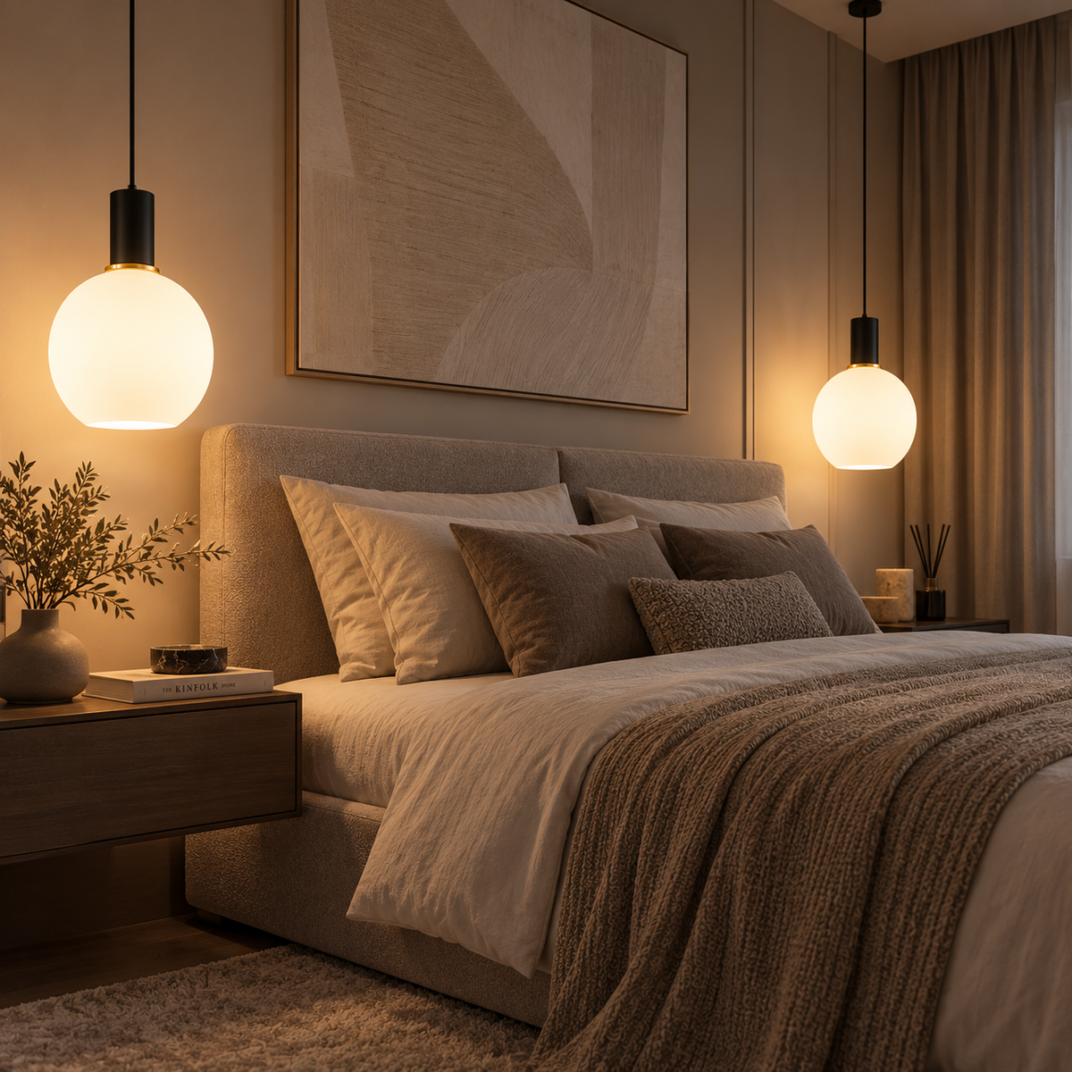 Melkglazen LED hanglamp zwart / goud